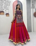 Wedding Wear Vichitra Silk Lehenga With Embroidered Blouse