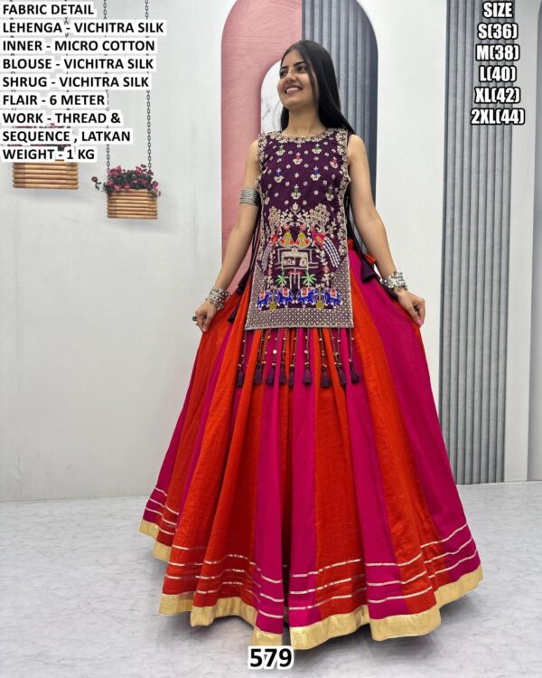 Wedding Wear Vichitra Silk Lehenga With Embroidered Blouse