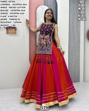 Wedding Wear Vichitra Silk Lehenga With Embroidered Blouse