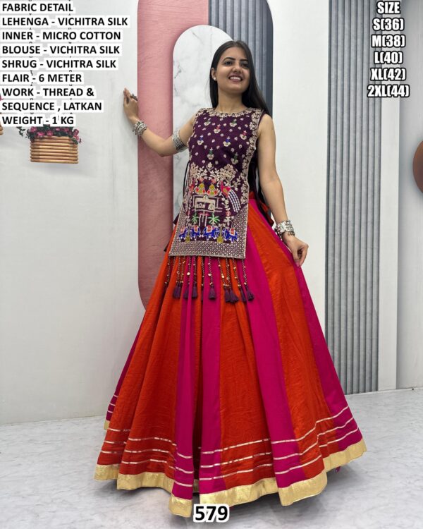 Wedding Wear Vichitra Silk Lehenga With Embroidered Blouse