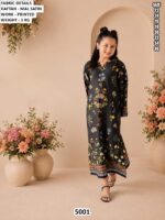 Kids Printed Mal Satin Kaftan Dress