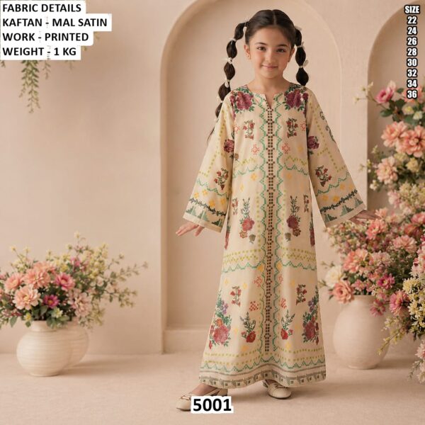 Kids Printed Mal Satin Kaftan Dress