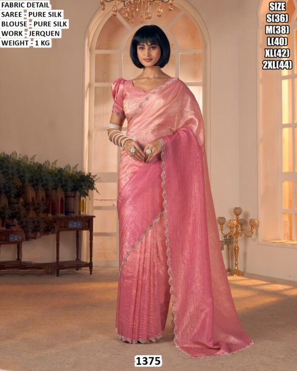 Pure Silk Saree With Pure Silk Blouse And Jerquen Work