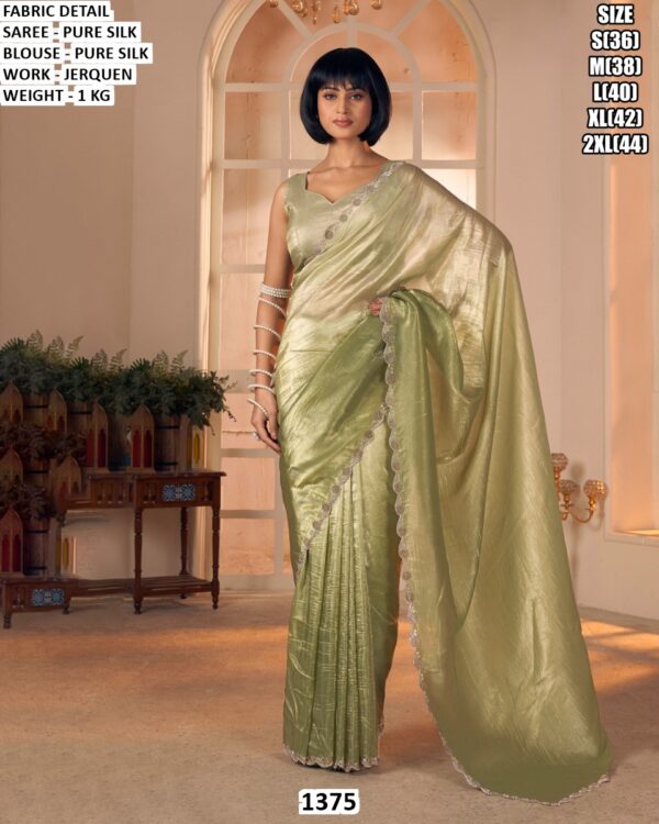 Pure Silk Saree With Pure Silk Blouse And Jerquen Work