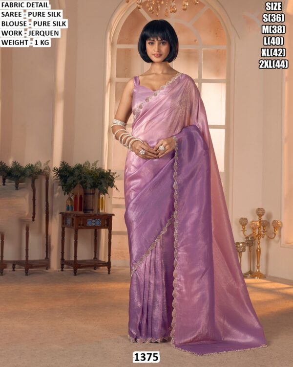 Pure Silk Saree With Pure Silk Blouse And Jerquen Work