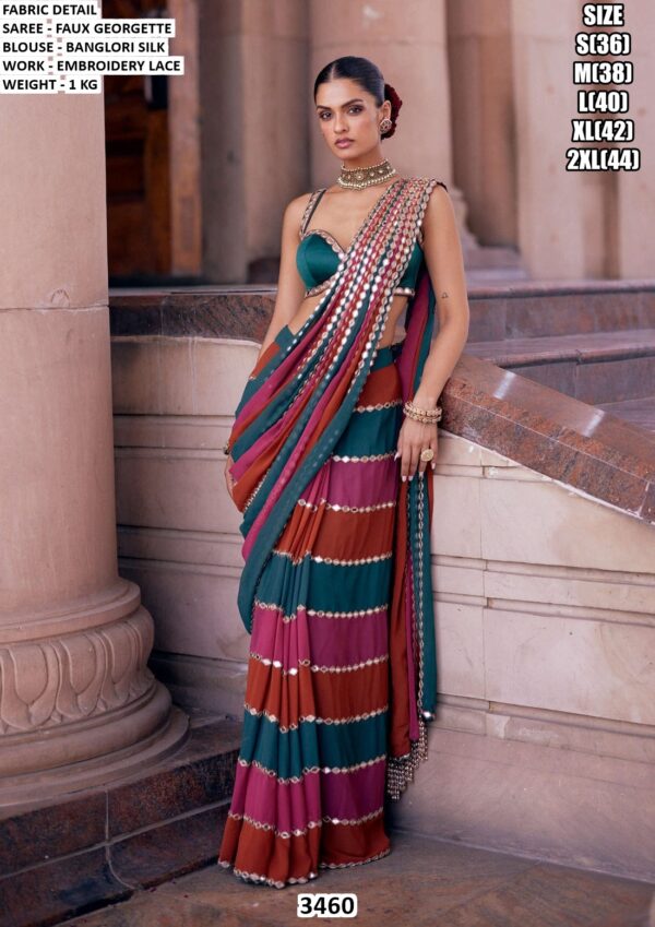 Designer Faux Georgette Saree With Banglori Silk Blouse