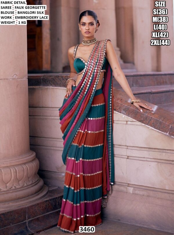 Designer Faux Georgette Saree With Banglori Silk Blouse