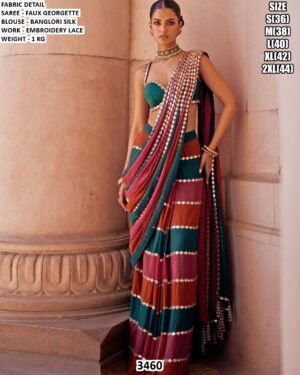 Designer Faux Georgette Saree With Banglori Silk Blouse