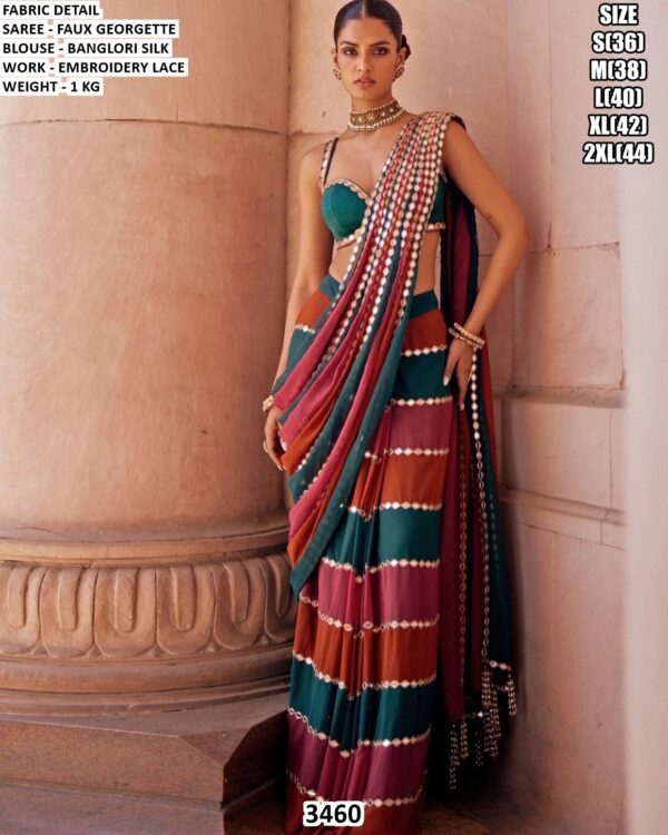 Designer Faux Georgette Saree With Banglori Silk Blouse