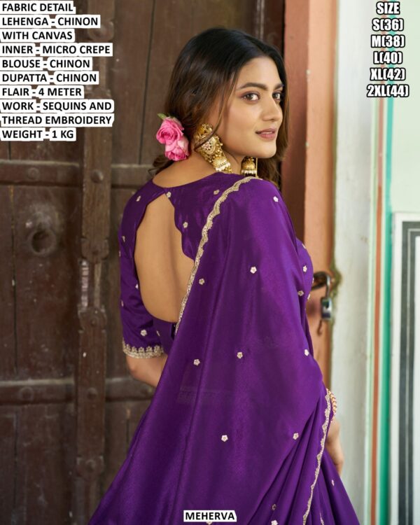 Chinon Lehenga With Dupatta And Thread Embroidery Work