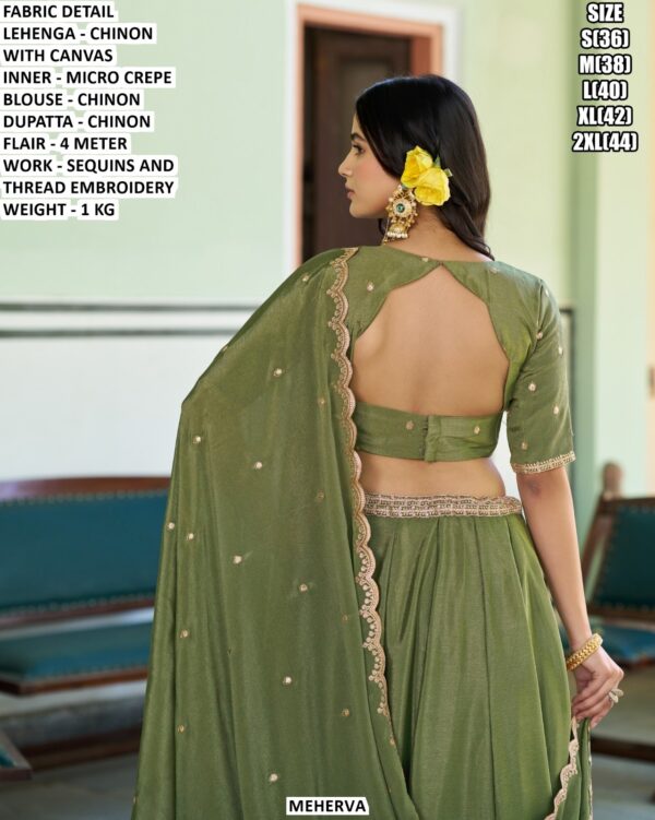 Chinon Lehenga With Dupatta And Thread Embroidery Work