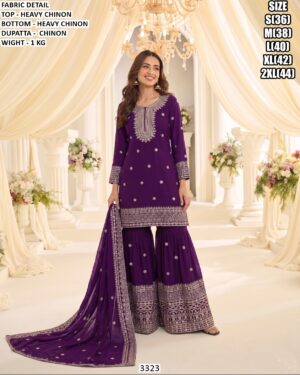 Heavy Chinon Gharara Suit Set With Dupatta