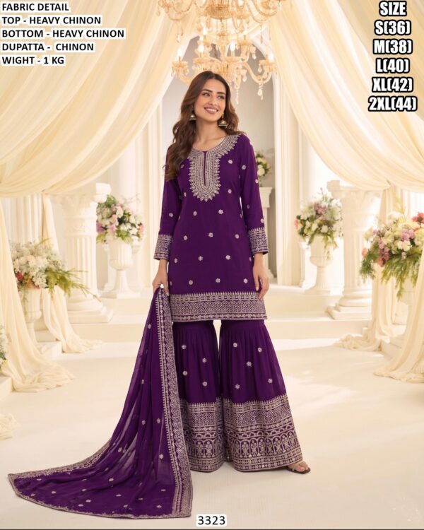 Heavy Chinon Gharara Suit Set With Dupatta