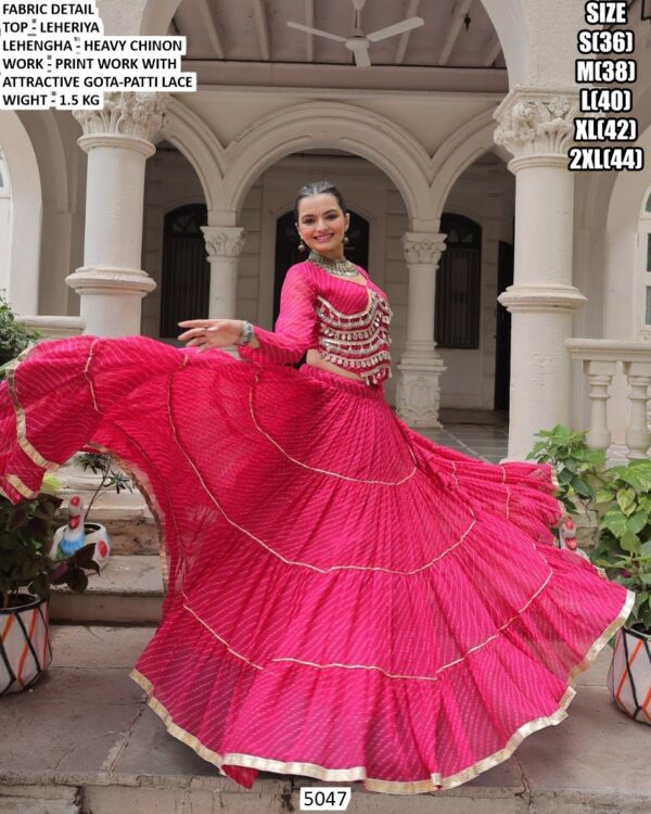 Leheriya Print Heavy Chinon Lehenga Set