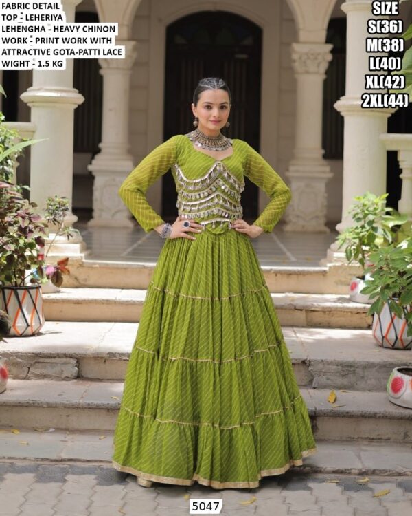 Leheriya Print Heavy Chinon Lehenga Set