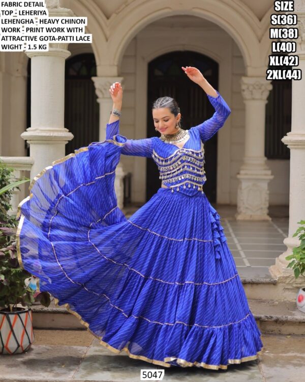 Leheriya Print Heavy Chinon Lehenga Set