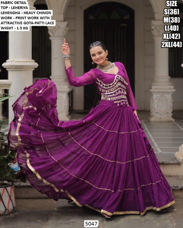 Leheriya Print Heavy Chinon Lehenga Set