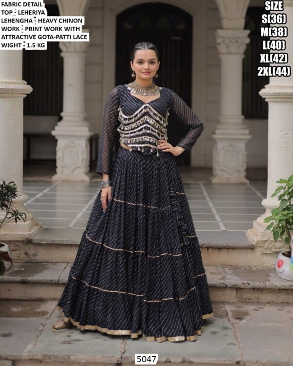Leheriya Print Heavy Chinon Lehenga Set