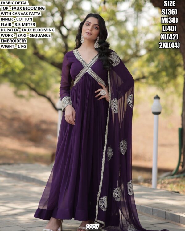 Faux Blooming Anarkali Gown With Dupatta