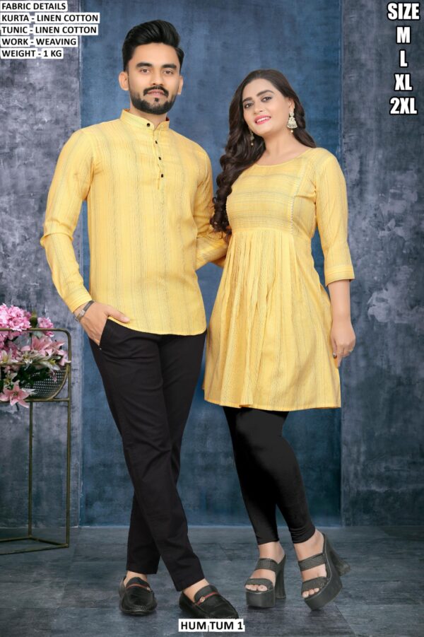 Trendy Linen Cotton Couple Outfit For Daily Wear
