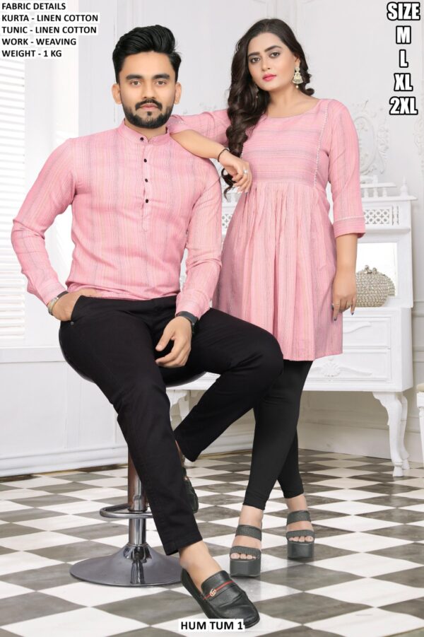 Trendy Linen Cotton Couple Outfit For Daily Wear