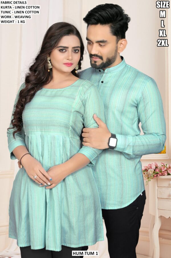 Trendy Linen Cotton Couple Outfit For Daily Wear