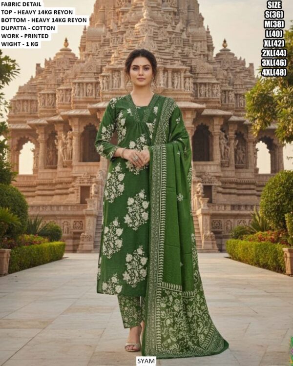 Daily Festive Wear Printed Rayon Suit Set