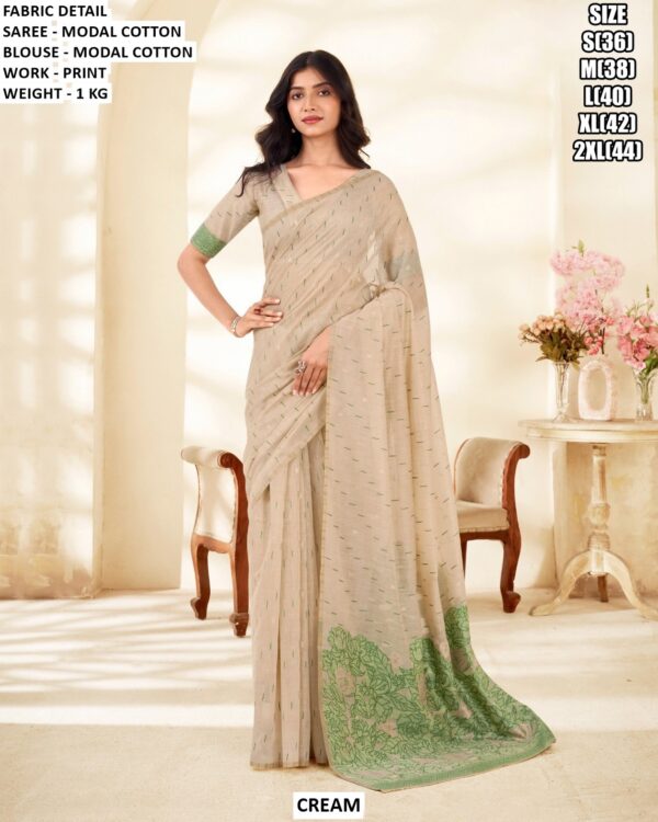 Premium Modal Cotton Saree With Printed Work