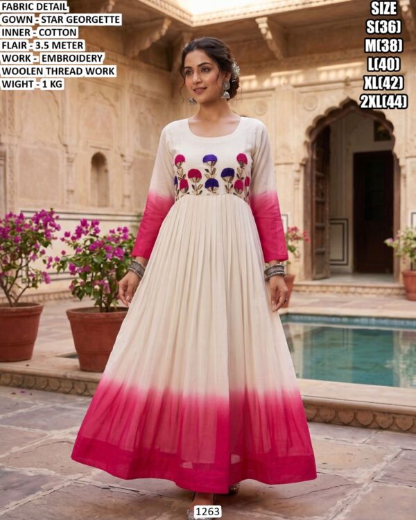 Star Georgette Embroidery Gown For Women