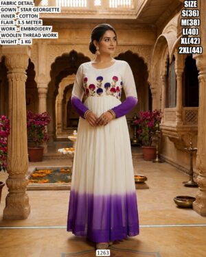 Star Georgette Embroidery Gown For Women
