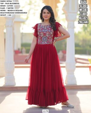 Faux Blooming Gown With Beads And Sequins Work