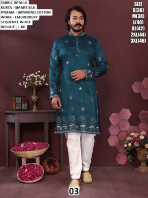 Smart Silk Embroidery Kurta Pajama Set