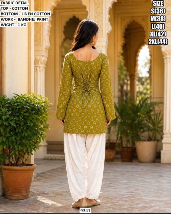 Casual Wear Cotton Top With Linen Cotton Bottom