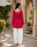 Casual Wear Cotton Top With Linen Cotton Bottom