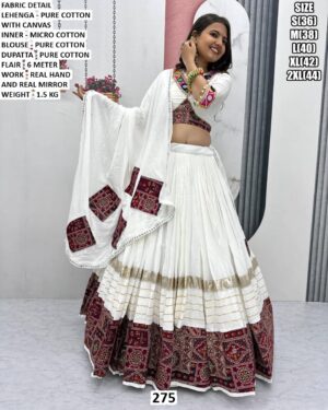 Pure Cotton Lehenga Set With Real Hand Work And Real Mirror Work