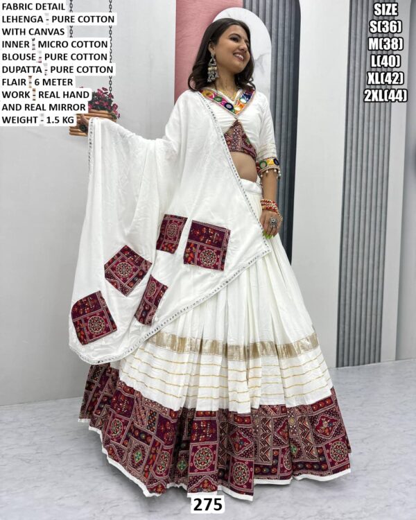 Pure Cotton Lehenga Set With Real Hand Work And Real Mirror Work