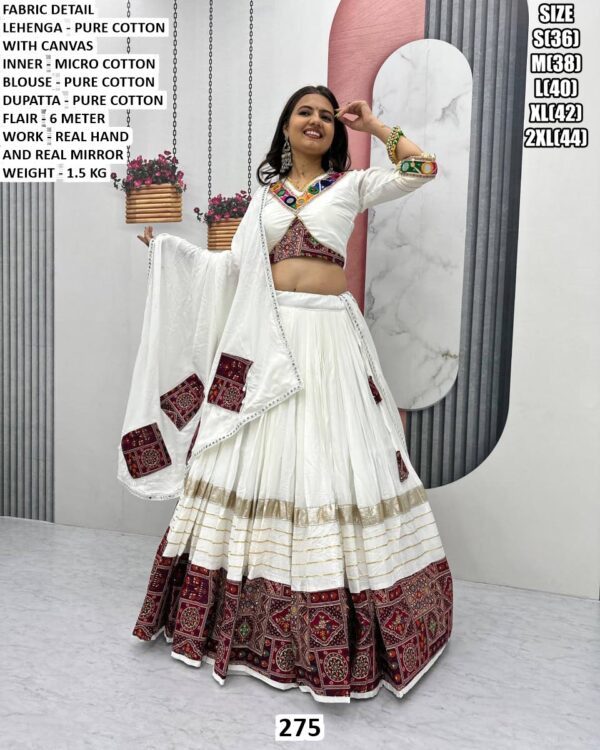 Pure Cotton Lehenga Set With Real Hand Work And Real Mirror Work