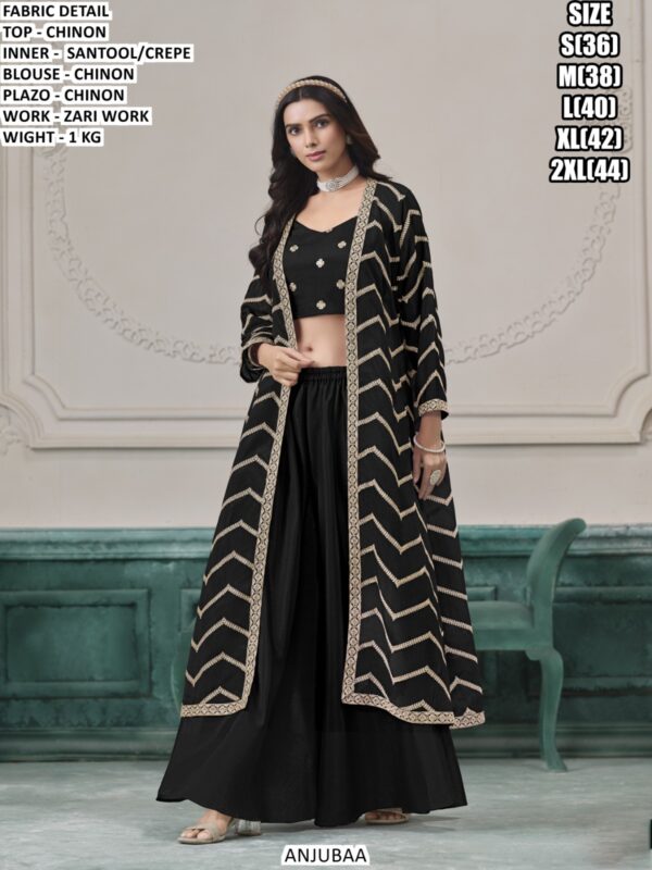 Chinon Palazzo Suit Set With Designer Zari Work