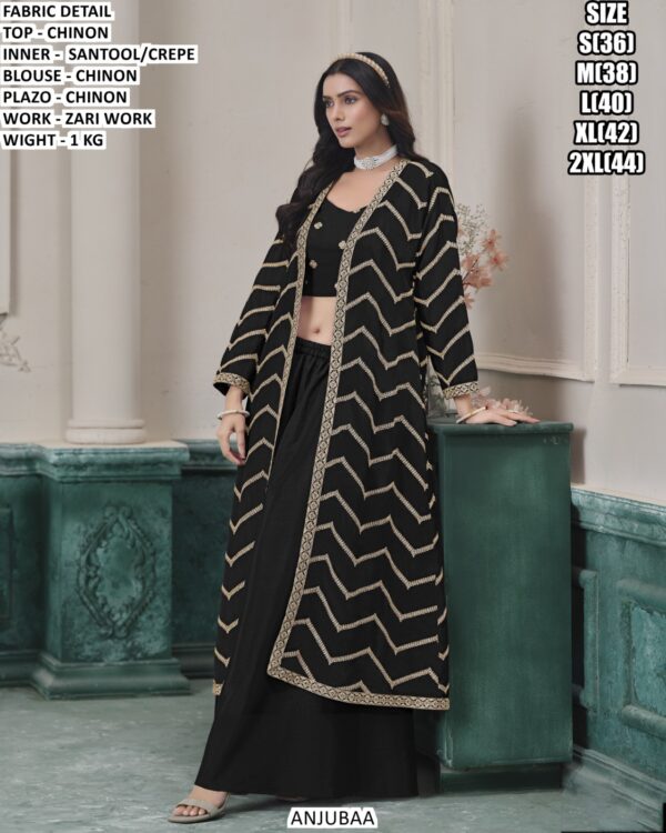 Chinon Palazzo Suit Set With Designer Zari Work