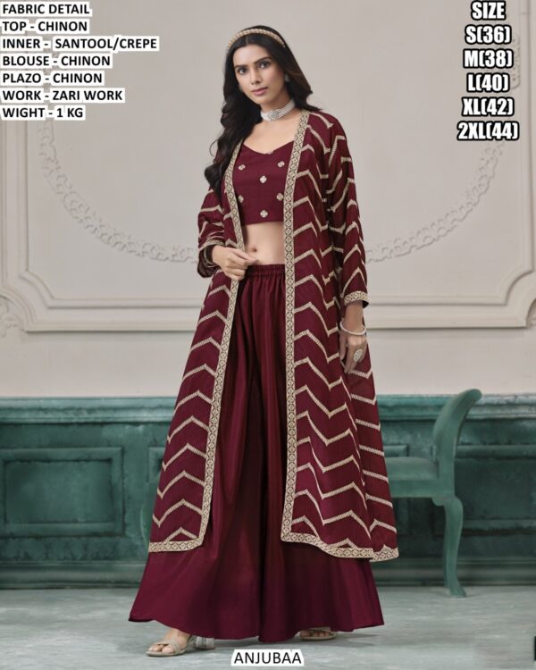 Chinon Palazzo Suit Set With Designer Zari Work