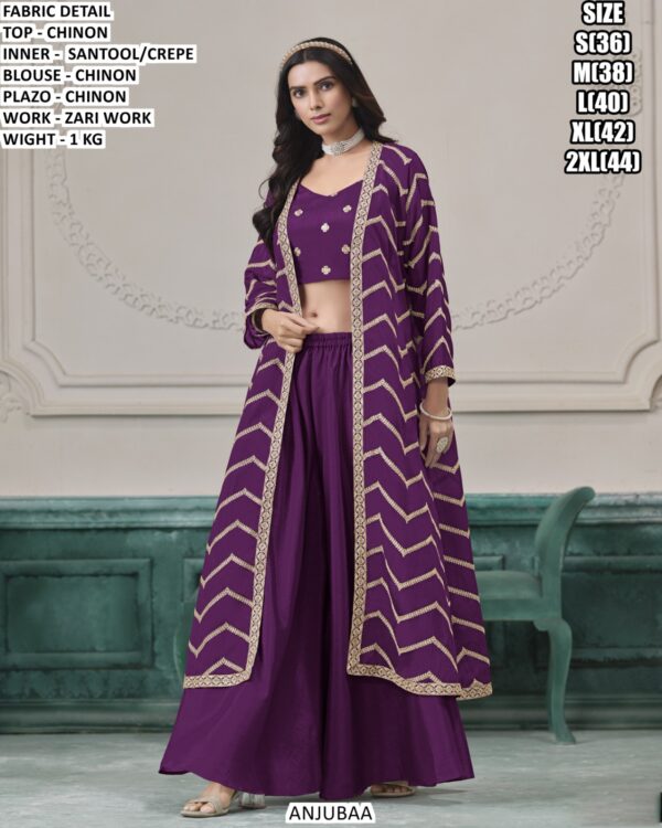 Chinon Palazzo Suit Set With Designer Zari Work