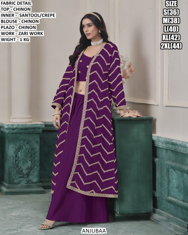 Chinon Palazzo Suit Set With Designer Zari Work