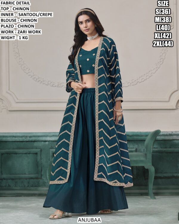 Chinon Palazzo Suit Set With Designer Zari Work