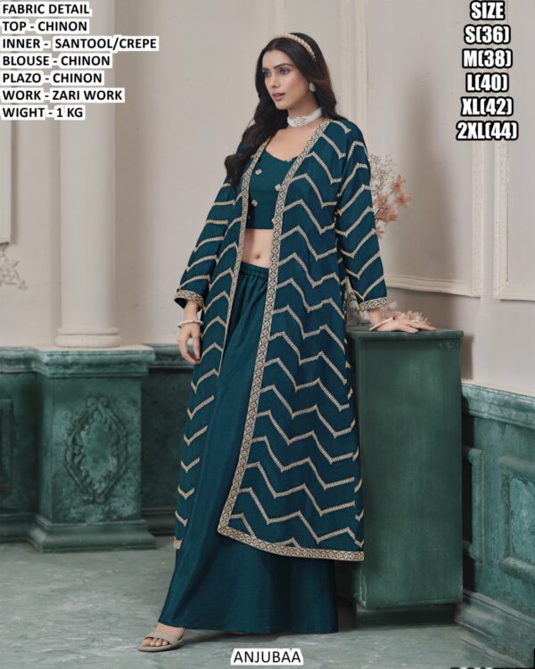 Chinon Palazzo Suit Set With Designer Zari Work