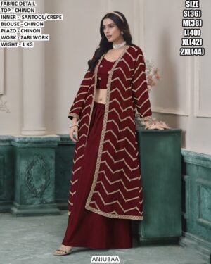 Chinon Palazzo Suit Set With Designer Zari Work