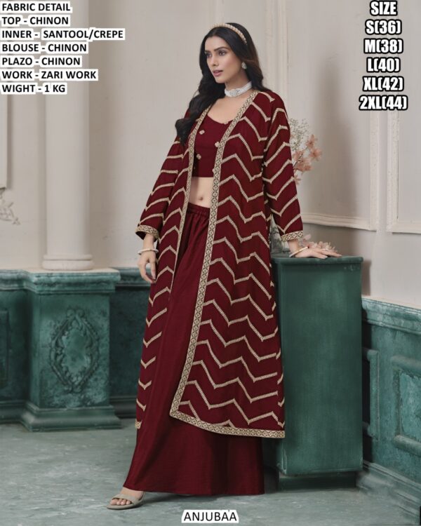 Chinon Palazzo Suit Set With Designer Zari Work