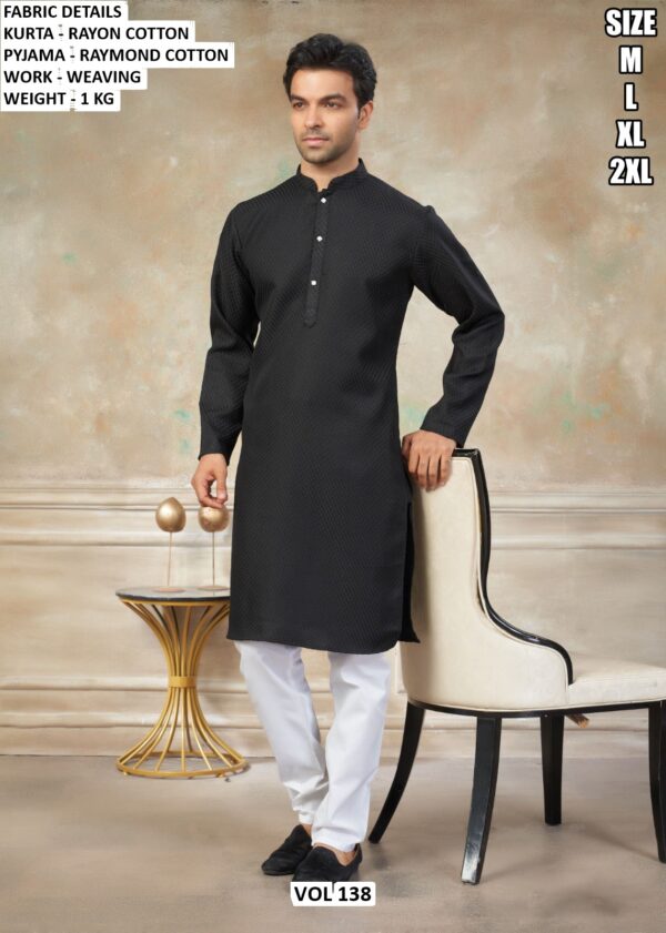 Rayon Cotton Weaving Kurta Pajama Set