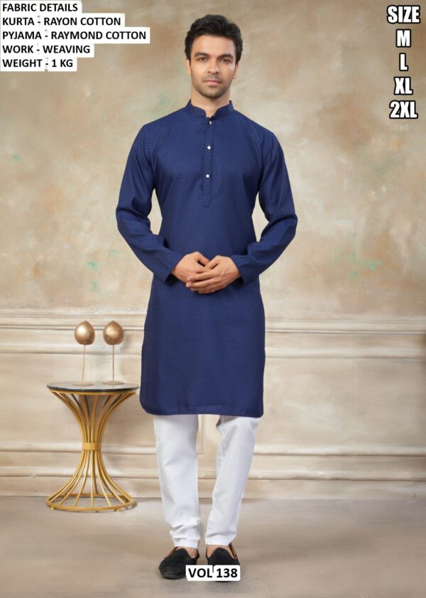 Rayon Cotton Weaving Kurta Pajama Set