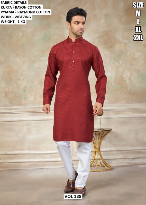 Rayon Cotton Weaving Kurta Pajama Set