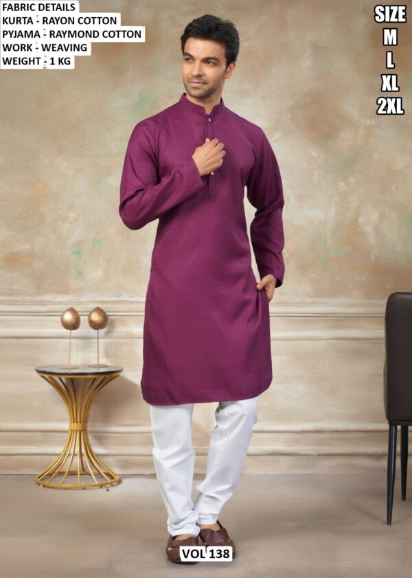 Rayon Cotton Weaving Kurta Pajama Set